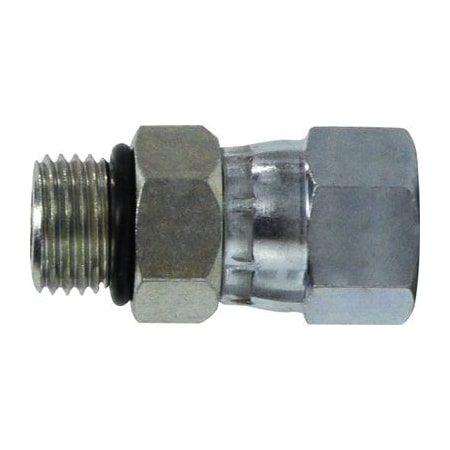 Midland Industries Swivel Adapter, 7814 Nominal, Male ORing Boss x Female 37 deg JIC Flare, Steel 6402O1010